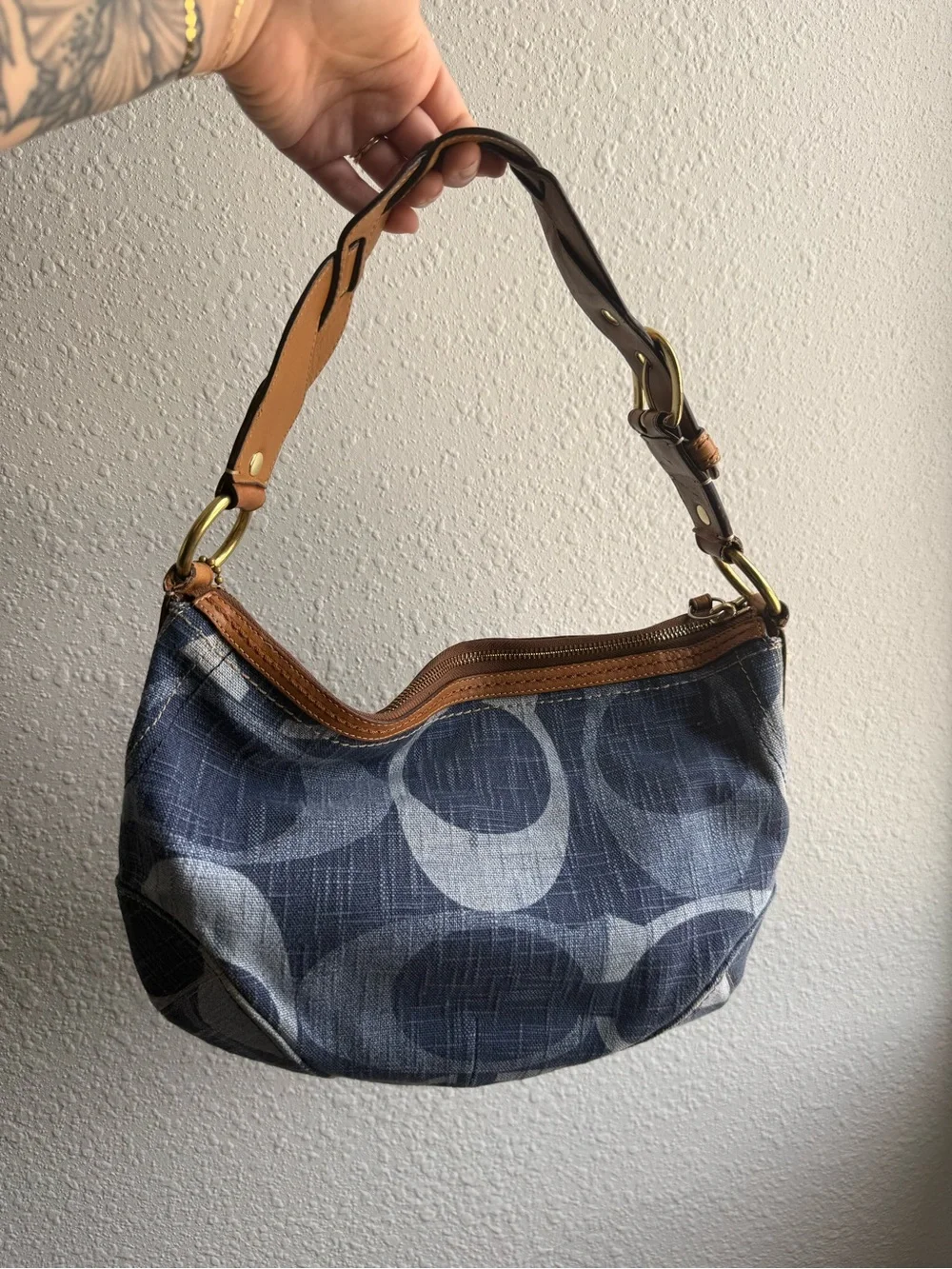 RARE Y2K Coach Carly Denim Hobo Shoulder Bag #12190